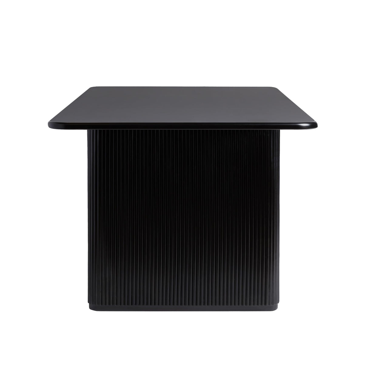 Modern Vertical Reeded Plinth-Base Dining Table, 68 Inch, Black