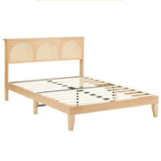 Natural Bed Frame with LED Lights Headboard Full