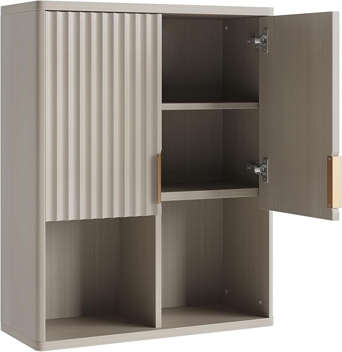 Fluted Bathroom Wall Cabinet Over The Toilet Storage, 23"x 29" Medicine Cabinet