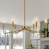 38" Gold Chandeliers for Dining Room, 8-Light Modern Farmhouse Chandelier Light