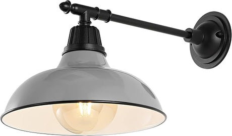Wallace 12.25" 1-Light Farmhouse Industrial Indoor/Outdoor Iron LED Victorian Arm Outdoor