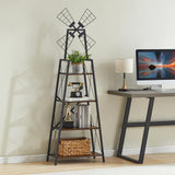 4 Tier Book Shelf, A-Shaped Display Bookcase w/Metal Frame for Books/CDs/Movies