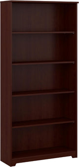 Cabot Tall 5 Shelf Bookcase Large Open Bookshelf in Espresso Oak Sturdy Display Cabinet