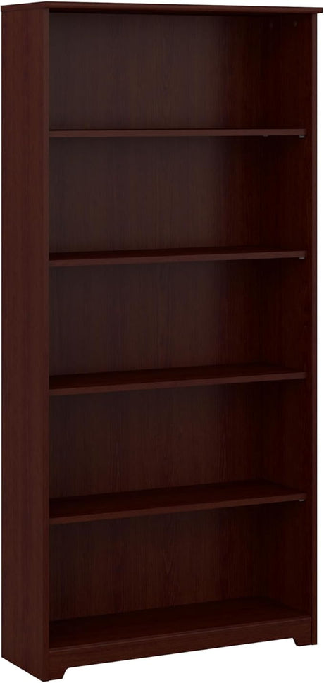 Cabot Tall 5 Shelf Bookcase Large Open Bookshelf in Espresso Oak Sturdy Display Cabinet