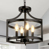 4-Light Farmhouse Chandelier - Black Semi Flush Mount Ceiling Light
