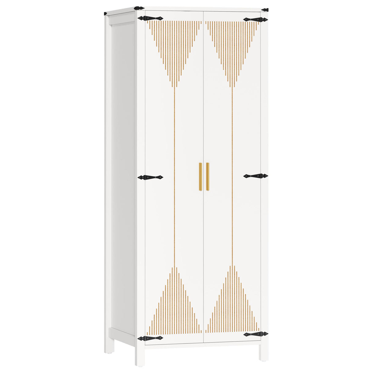 72" Tall Storage Cabinet, Modern Kitchen Pantry Cabinet with Carved Design for Doors