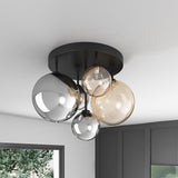 5-Light Semi Flush Mount Ceiling Light with Globe Glass Shade