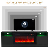 Fireplace TV Stand with 36" Electric Fireplace, LED Light Entertainment Center, Modern