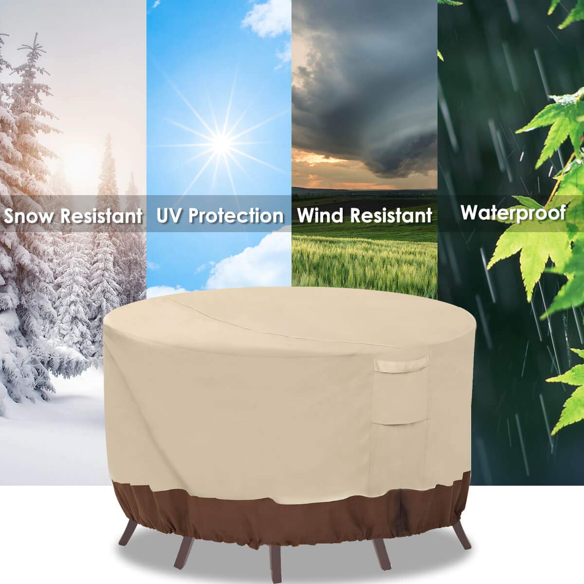 Round Patio Furniture Covers, 100% Waterproof Outdoor Table Chair Set Covers,