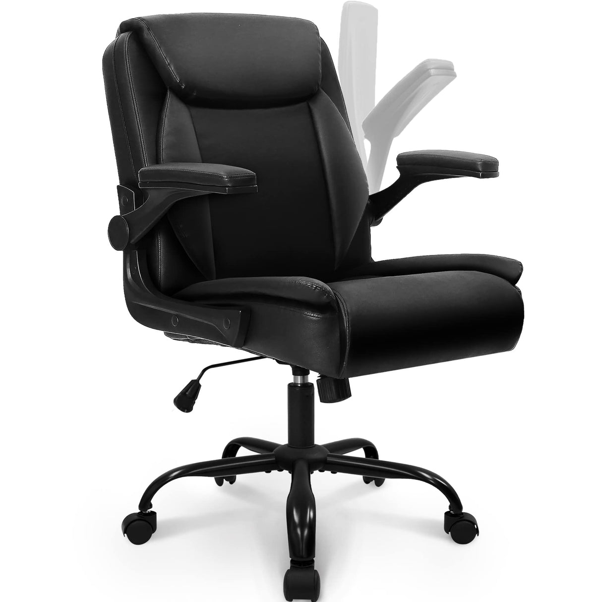 Office Chair Adjustable Desk Chair Mid Back Executive Comfortable PU Leather Ergonomic Gaming Back Support Home Computer