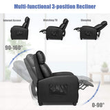 Recliner Chair, Massage Wingback Single Sofa w/Side Pocket, PU Leather Recliner