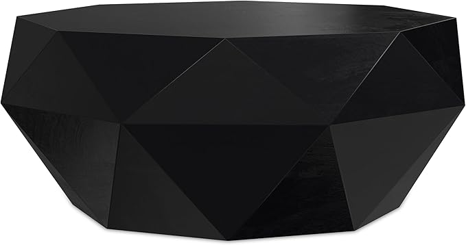 Turnbull Solid Mango Wood 34 inch Wide Polygon Contemporary Coffee Table in Walnut