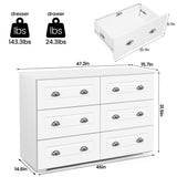 6 Drawer Double Dresser for Bedroom, Wood Chest of Dressers,