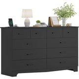 Black Dresser for Bedroom with 10 Drawers, Large Chest of Drawers Storage Organizer