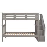 Twin Bunk Beds, Twin Over Twin Bunk Bed with Stairs and Storage, Low Bunk Beds Twin