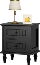 Nightstand, Antique Style End Table with 2 Drawers, Taller Nightstand for Bedroom