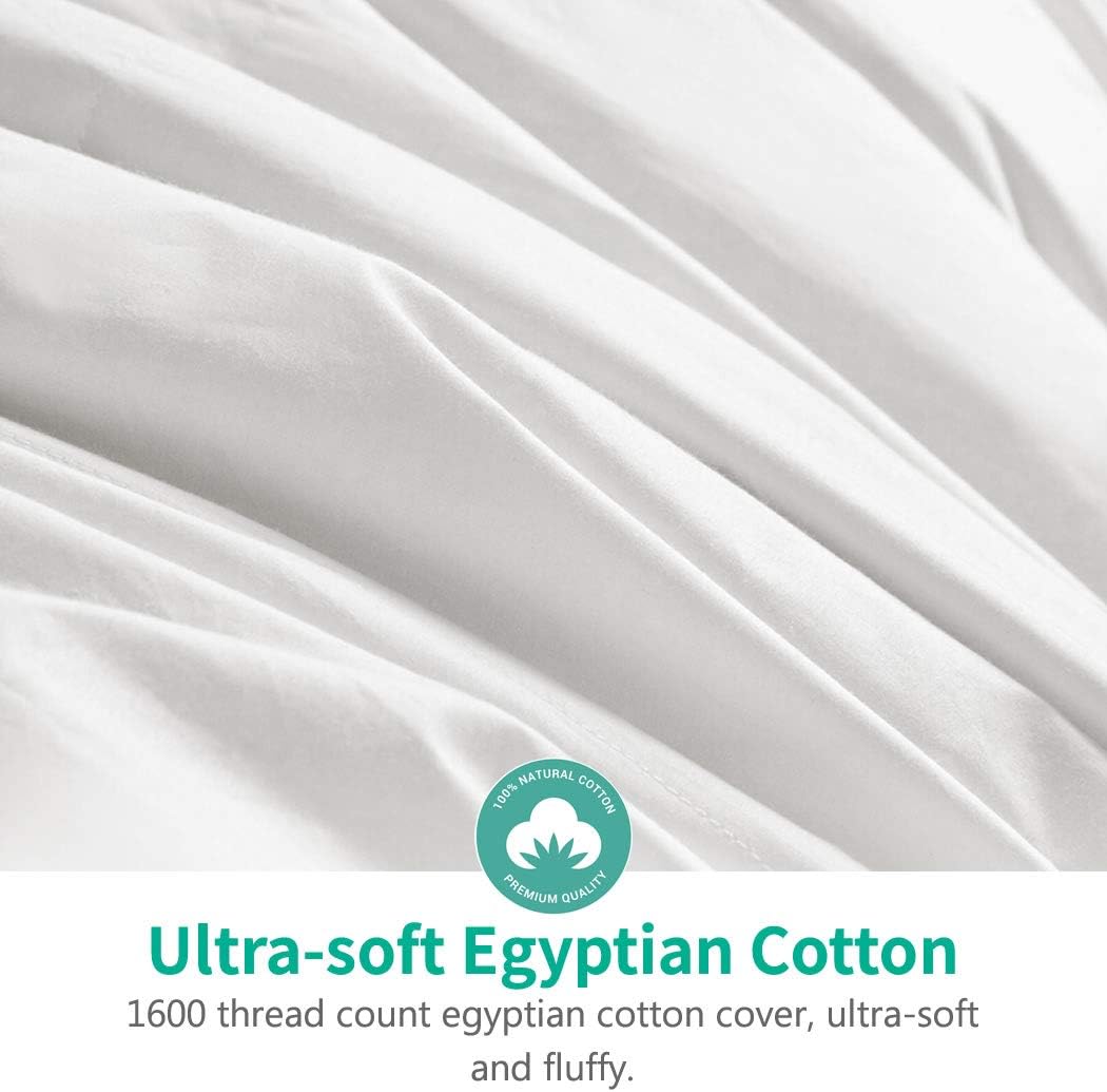 APSMILE Luxury Feathers Down Comforter Oversized Queen Size, Ultra-Soft 750 Fill-Power Duvet Insert for Winter, Heavy Weight Comforter, Fluffy Down Comforter for Bed (98x98, White)