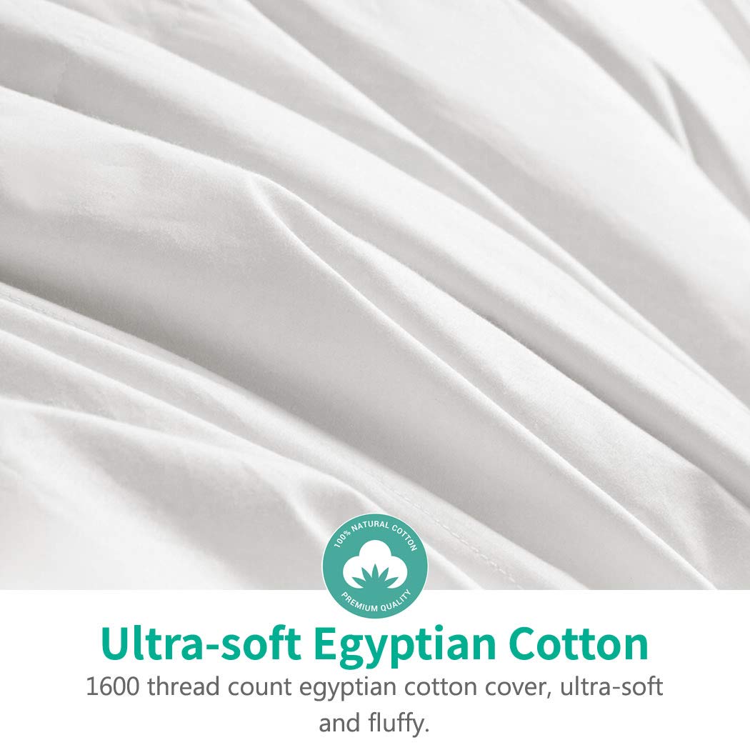 APSMILE Luxury Feathers Down Comforter Oversized Queen Size, Ultra-Soft 750 Fill-Power Duvet Insert for Winter, Heavy Weight Comforter, Fluffy Down Comforter for Bed (98x98, White)