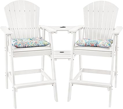 Tall Adirondack Bar Set, Patio Umbrella Table and Bar Chairs