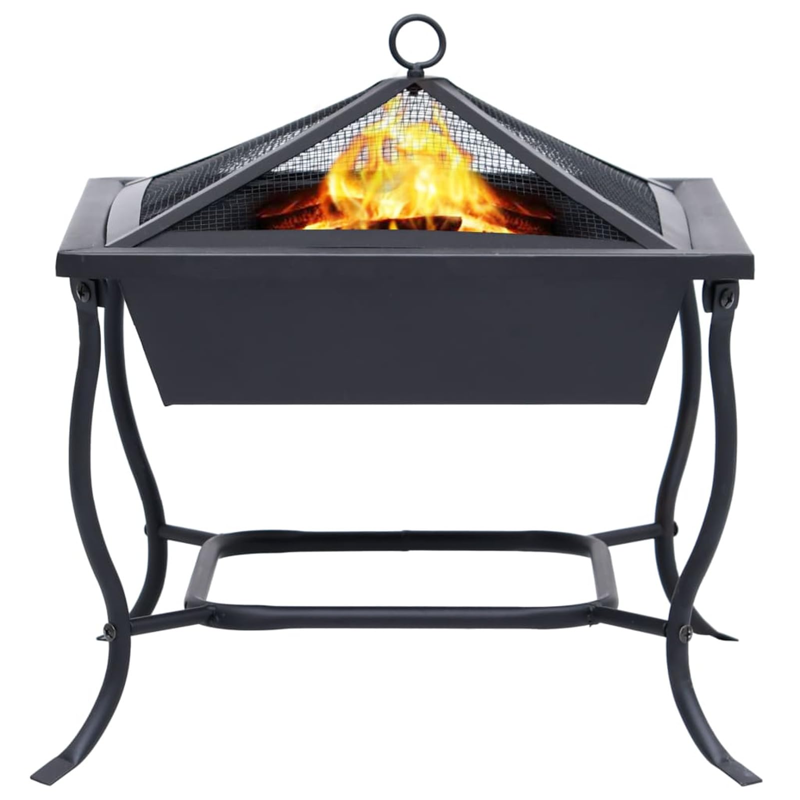 Tidyard Fire Pit Black 16.5 x 16.5 x 17.7 Inch Steel Wood Burning Firepit Stove, Patio Garden Fireplace for Camping, Outdoor Heating, Picnic, Party