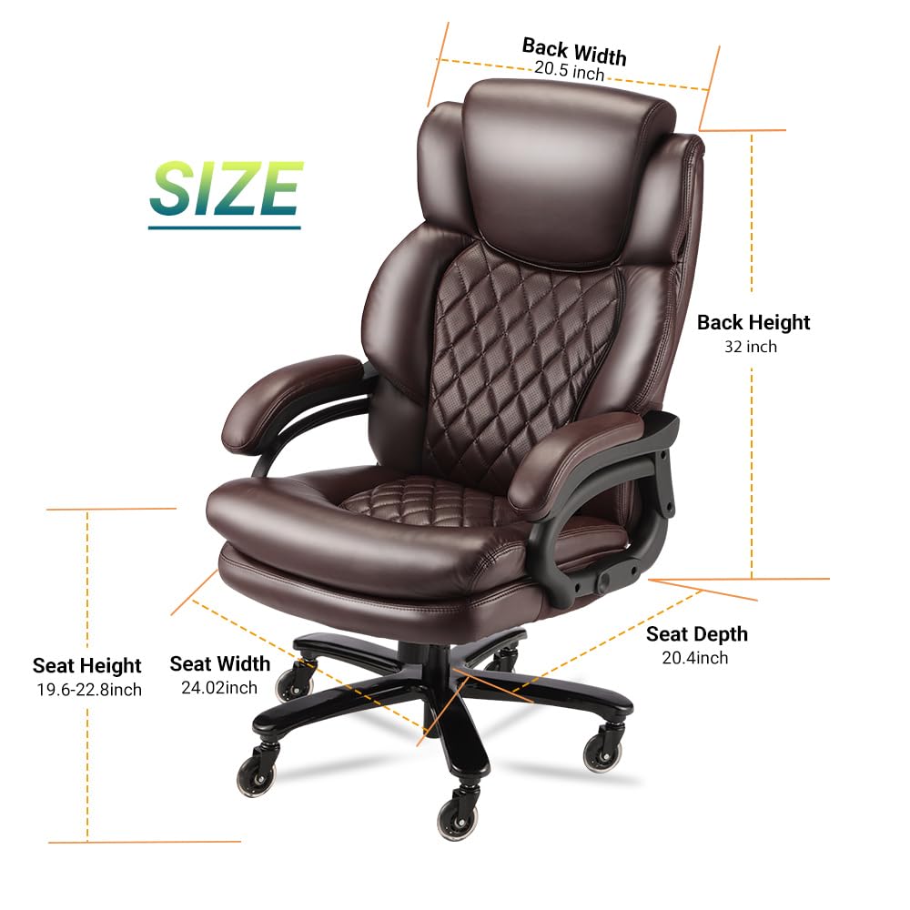 400lbs Big and Tall Office Chair Wide Spring Seat Executive Office Chair