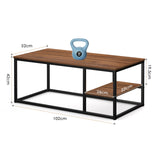 Coffee Table, Living Room Table, Coffee Table with Steel Frame and Shelves