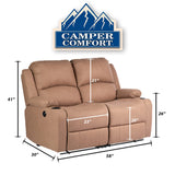 58" Wall Hugger Reclining RV Theater Seats | Double Recliner RV Sofa