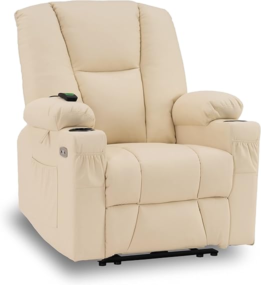 Electric Power Recliner Chair with Massage and Heat, Extended Footrest, USB Ports, 2