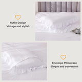 White Comforters Queen Size, 3 Pieces Solid Shabby Chic Farmhouse Bedding