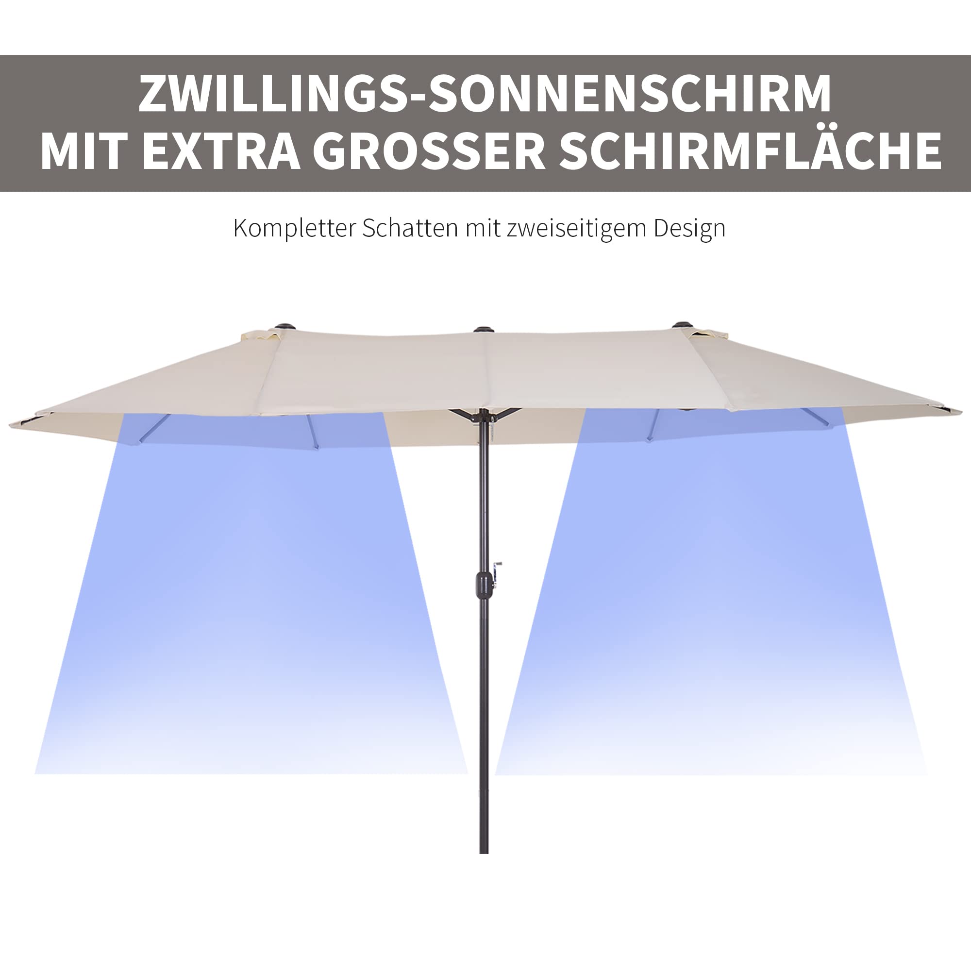 Extra Large 15ft Patio Umbrella, Double-Sided Outdoor Umbrella
