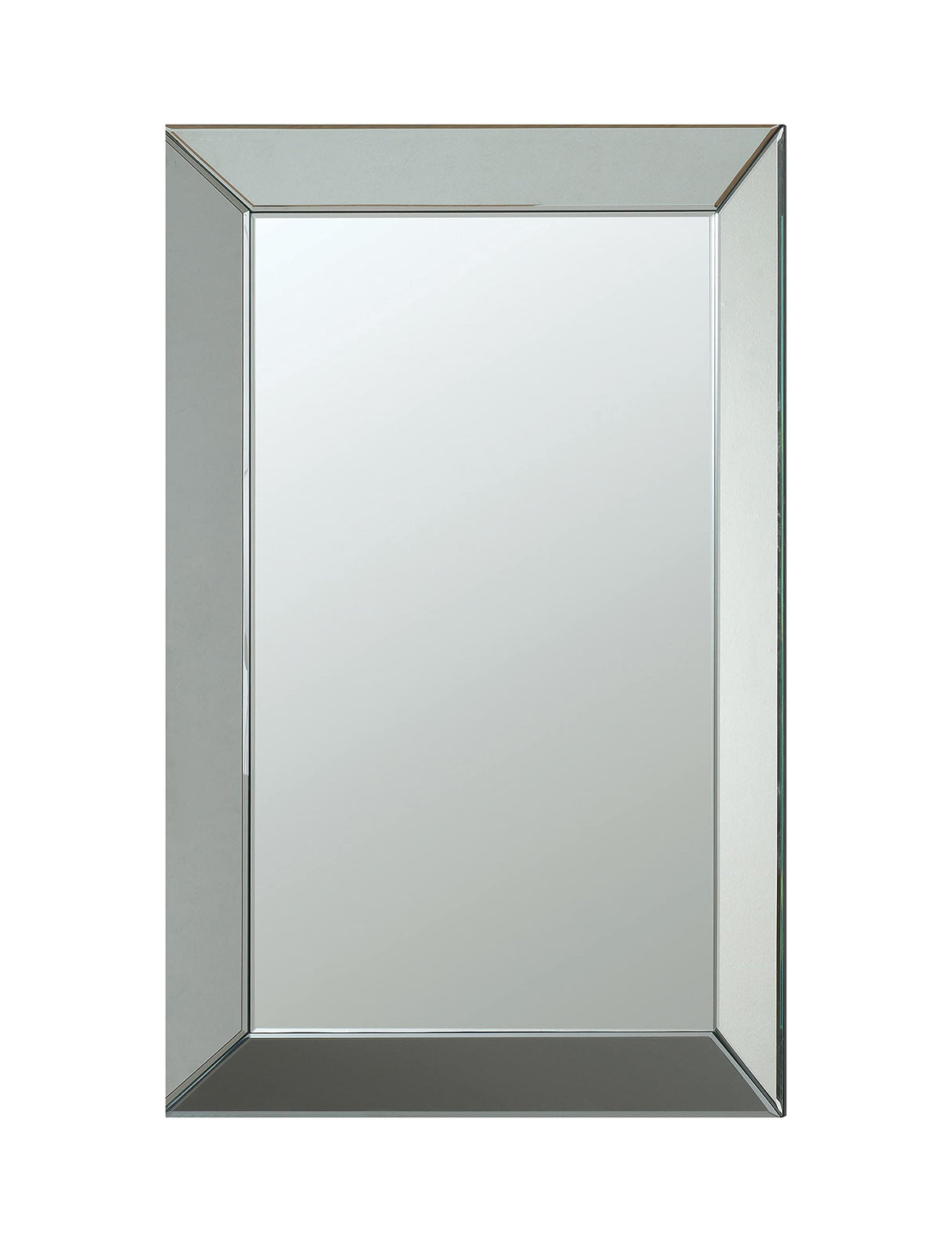 Rectangular Wall Mirror with Mirrored Frame, Taupe