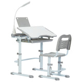 Height Adjustable Desk and Chair, Childs School Student Sturdy Table Grey