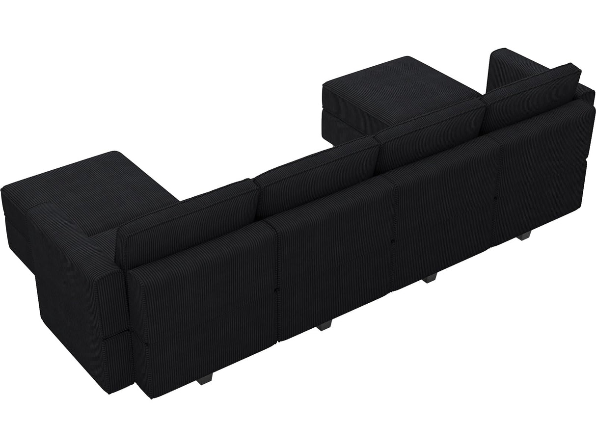 Belffin Modular Sectional Sofa Modern U Shaped Sectional Couch with Storage Seat Modular Couch Corduroy (Black, U Shape Sofa-1)