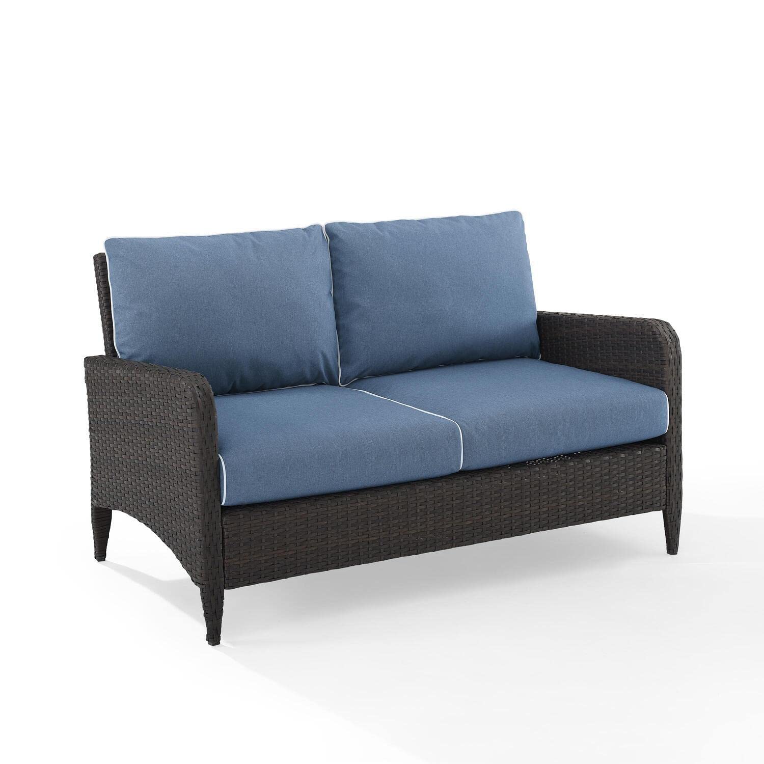 Artisanal Attic Outdoor Wicker Loveseat Blue/Brown - 28.5" D x 51" W x 30.5" H