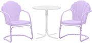 Tulip 3-Piece Outdoor Bistro Set, Vintage Retro Metal Patio Table and Chairs