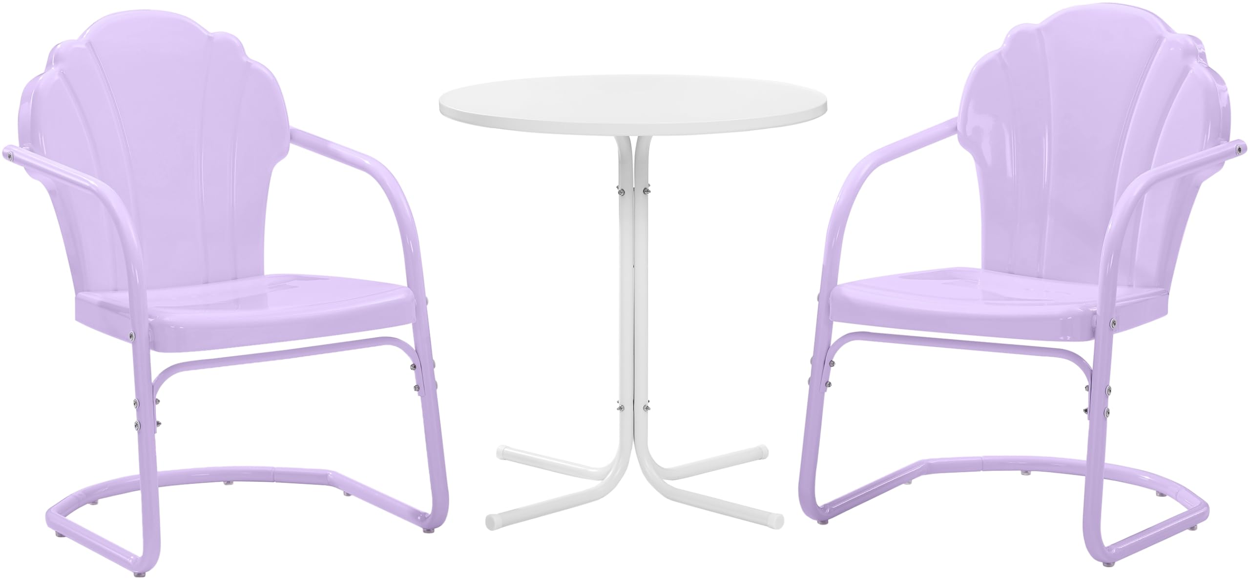 Tulip 3-Piece Outdoor Bistro Set, Vintage Retro Metal Patio Table and Chairs