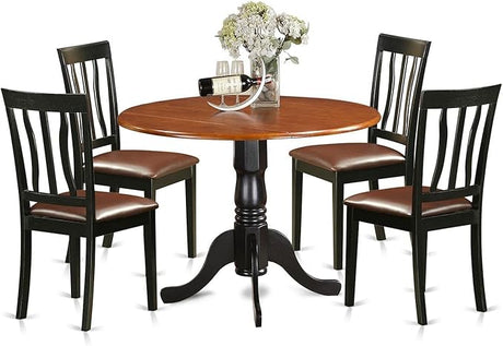 DLAN5-BLK-C 5 Piece Dining Room Table Set Includes a Round Kitchen Table