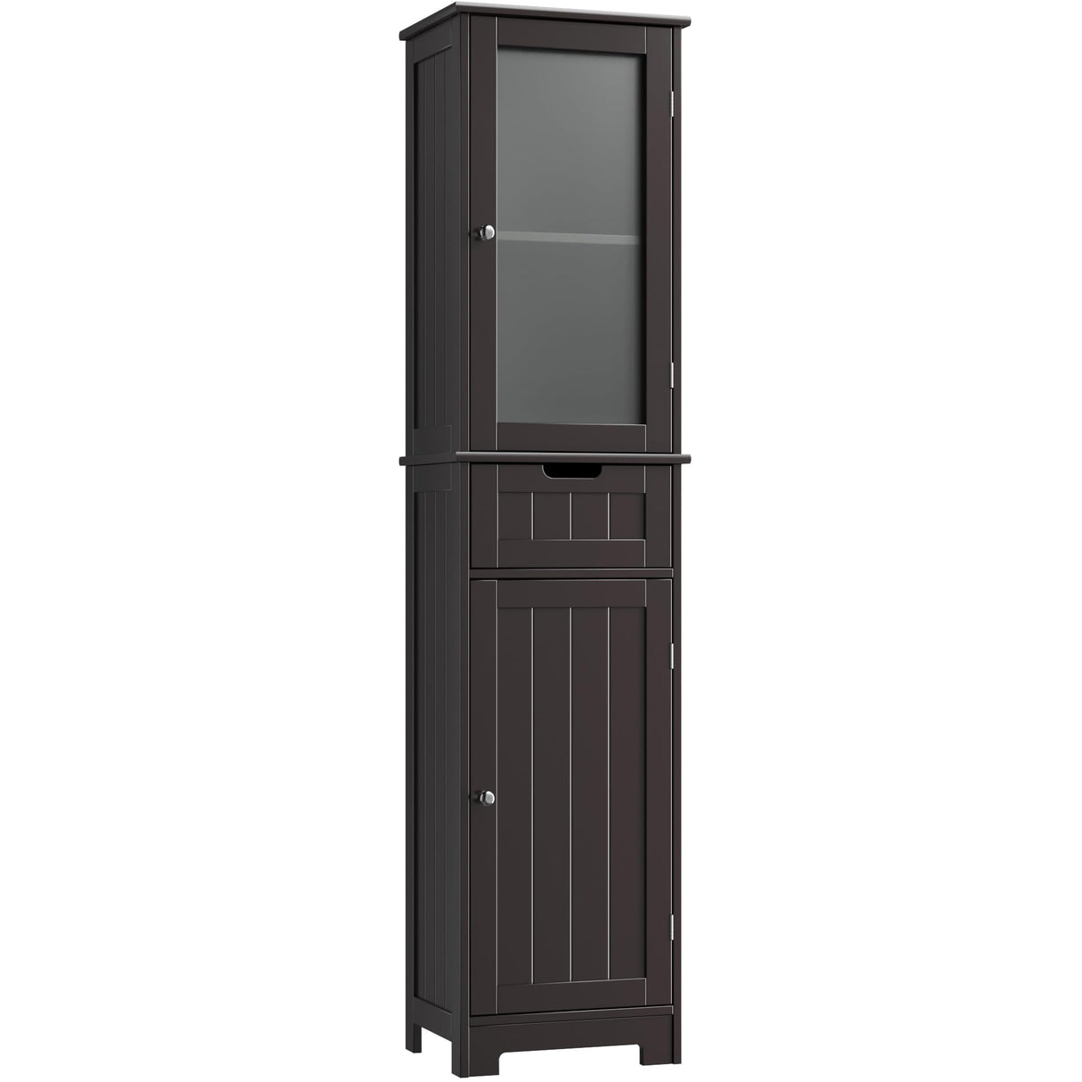 67" Tall Bathroom Cabinet, Narrow Storage Cabinet, Freestanding Linen Cabinet with Doors and Adjustable Shelf,