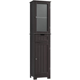 67" Tall Bathroom Cabinet, Narrow Storage Cabinet, Freestanding Linen Cabinet with Doors and Adjustable Shelf,