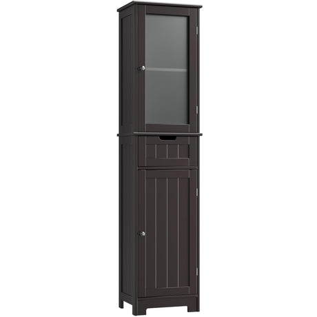 67" Tall Bathroom Cabinet, Narrow Storage Cabinet, Freestanding Linen Cabinet with Doors and Adjustable Shelf,