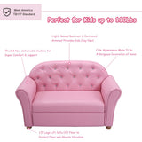 Couch, 2 in 1 Princess Double Seat Children's Sofa w/PU Leather Surface, Toddler Armrest Chair for Bedroom, Kids Room, Mini Sofa for Kids Loveseat Baby Girls Birthday