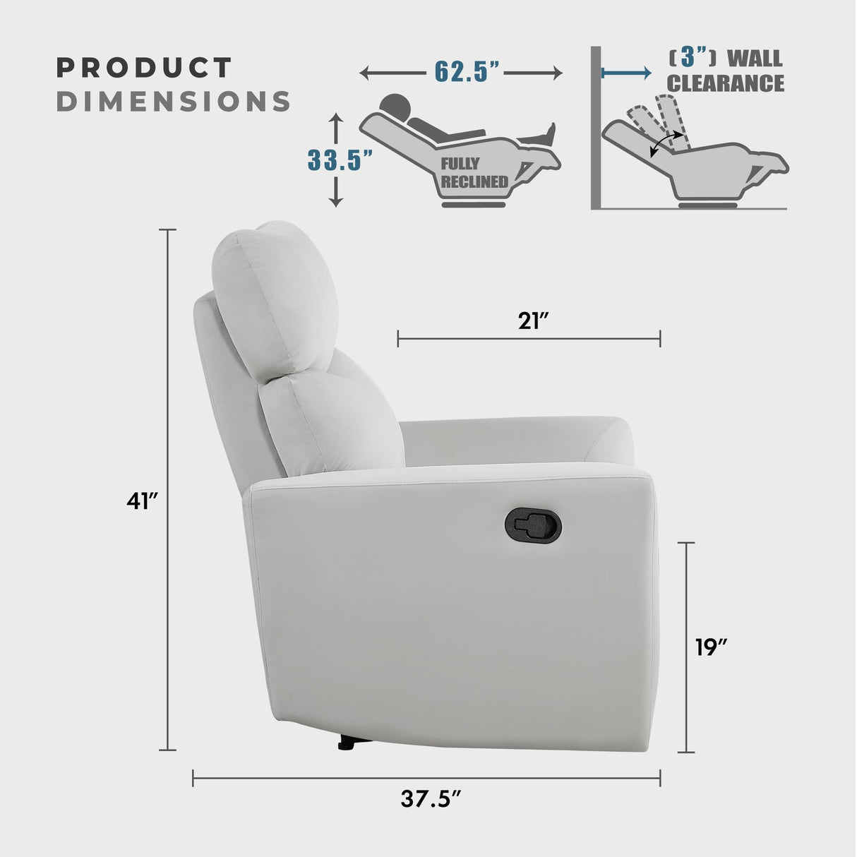 Recliner Chair Living Room Reclining Sofa Chair, Home Theater Seating, Wall Hugger