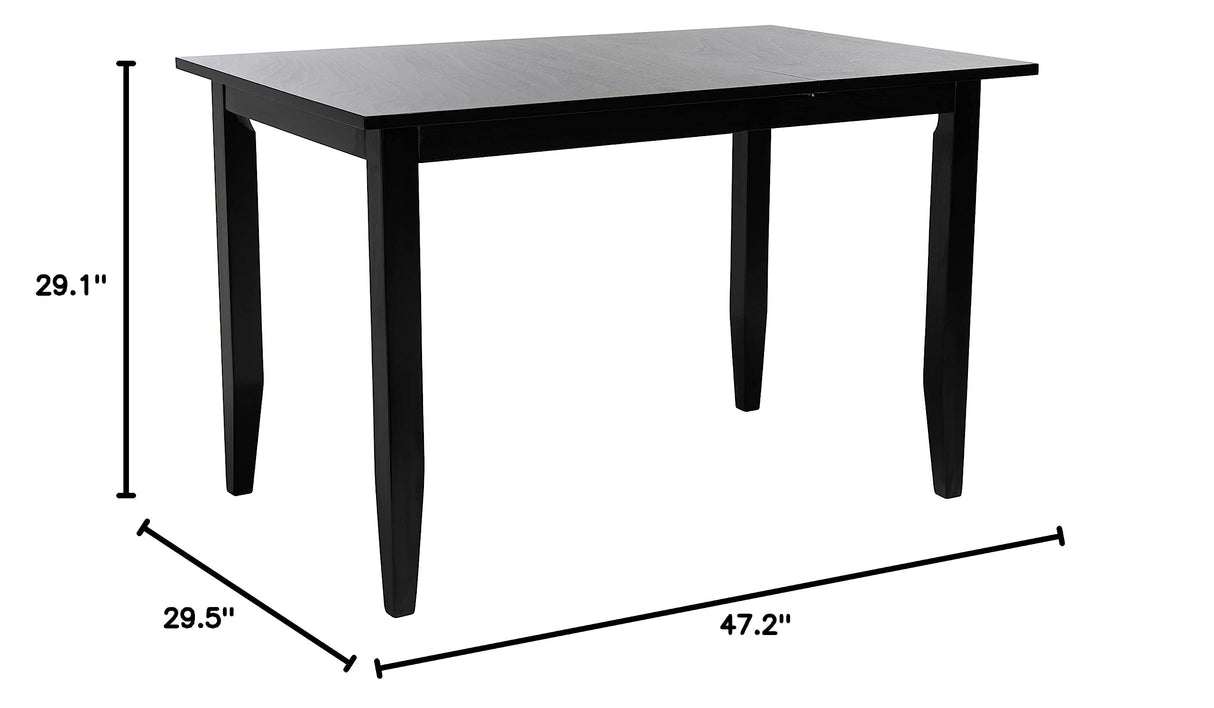 Home Collection Miliano Matte Black Drop End Leaf Dining Room Table DTB1404A