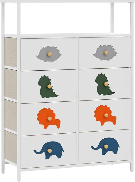 Drawers Kid Dresser with Shelves, Tall Nursery Chest Organizer Units Large Storage Dresser