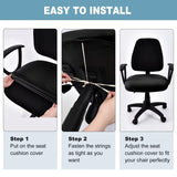 SARAFLORA Office Computer Chair Covers, Stretchable Desk Chair Seat Cushion Covers,Universal Spandex Computer Chair Slipcover,Removable Washable Rotating Cushion Protectors, Black