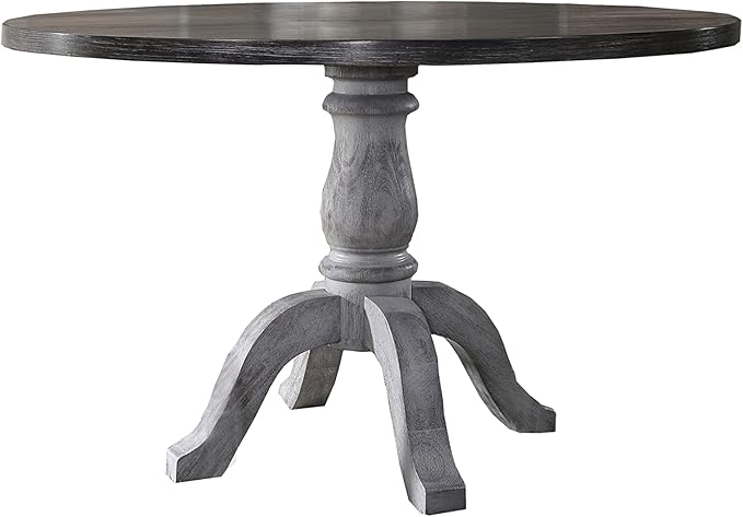 KAREGWT Karen Farmhouse Style Wood Round Dining Table in Weathered Gray