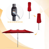 15x9ft Double-Sided Patio Umbrella Outdoor Market Umbrella Large Umbrella