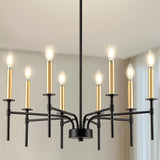 Modern Farmhouse Black and Gold Chandelier for Dining Room Light Fixture Over Table,