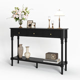 Console Tables with Drawers,47" Entryway Table with Shelf and Solid Wood Legs