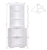 Tall Corner Cabinet with Doors and Shelves, Freestanding Corner Storage Cabinet for Bathroom,
